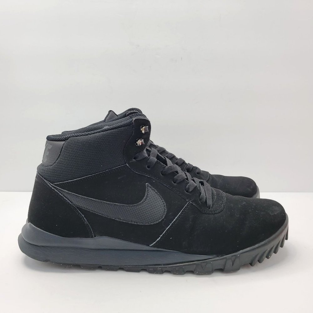 Nike Hoodland 2013 Men's Mids Suede Triple Black Shoes 654888-090 US Size 13